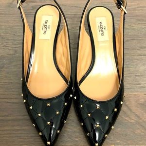 Valentino sling back studded pattern leather pump